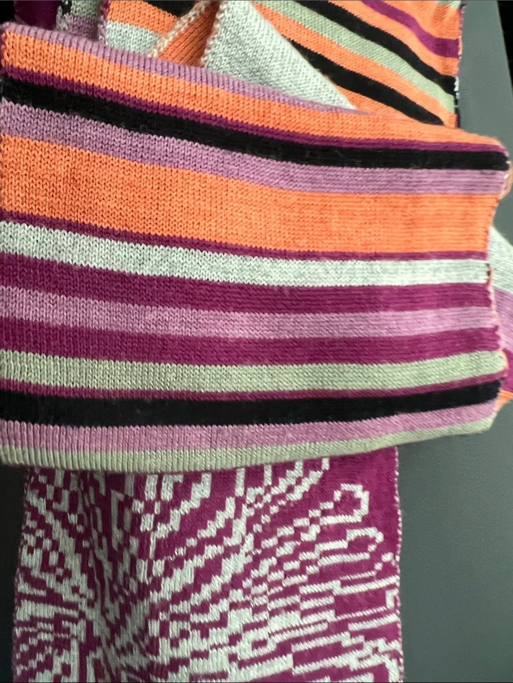 Smartwool Orange, Purple & Mint Striped Knit Scarf